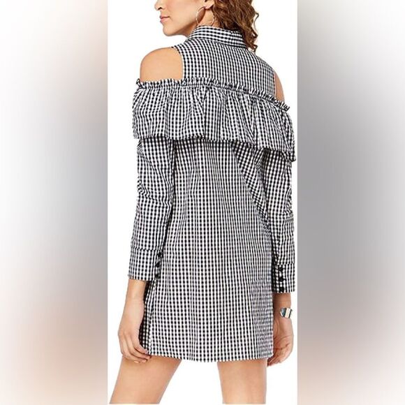 The Edit By Seventeen Juniors' Cotton Cold-Shoulder Shirtdress - Picture 2 of 6